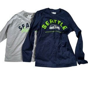 Lot of 2- Seattle Seahawks Women’s Long Sleeve Shirts - Navy and Gray Size Small